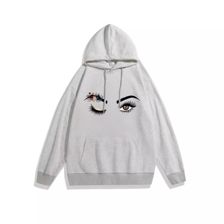 Ladies Hoodie with Creative Eye Motif Lisslune