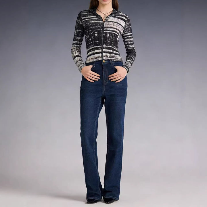 Women's high-waisted bootcut jeans in elegant design Lisslune
