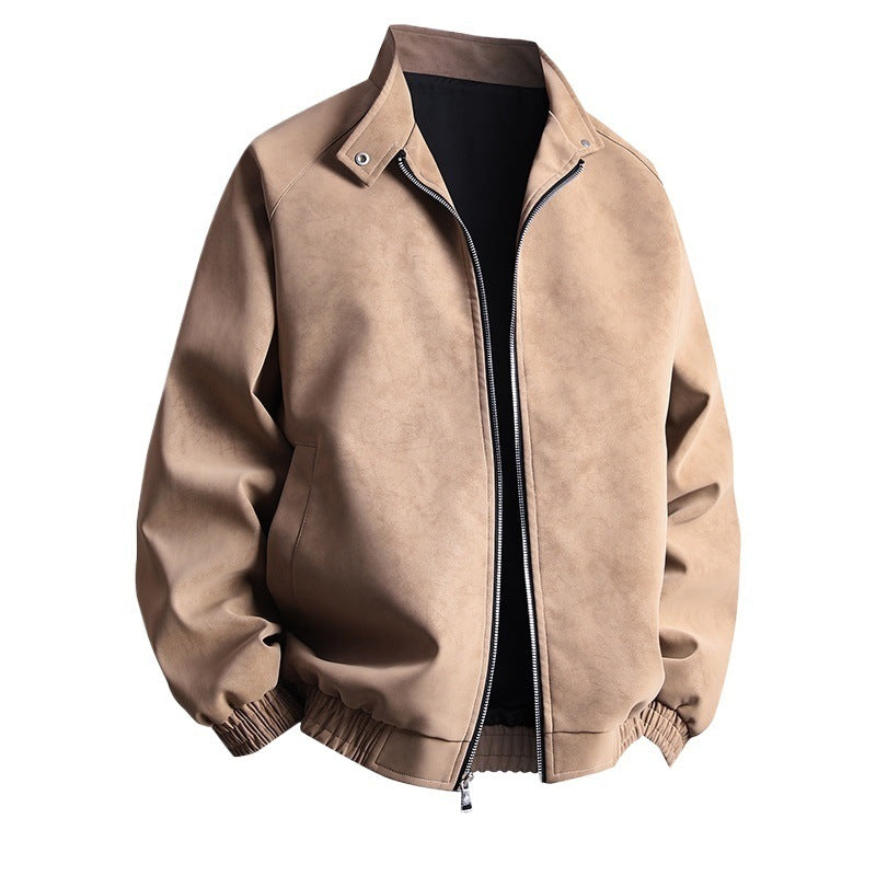 Men's stylish synthetic leather jacket in a modern design with elastic cuffs Lisslune