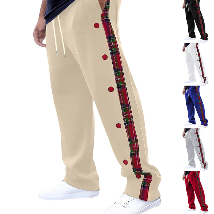 Men's casual cargo pants with snap buttons and trendy pattern Lisslune
