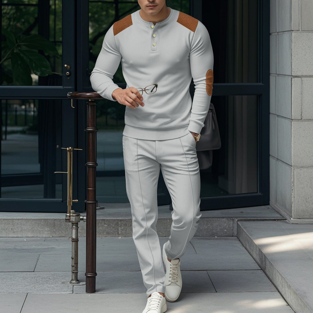 Men's stylish leisure set with practical buttons and leather applications Lisslune