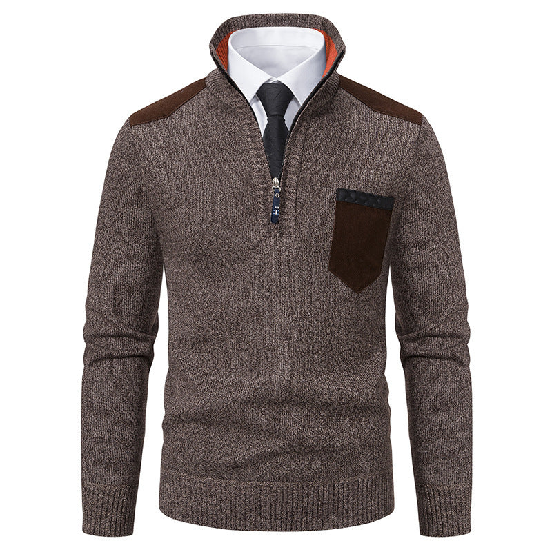Men's stylish sweater with short zipper and elegant details Lisslune