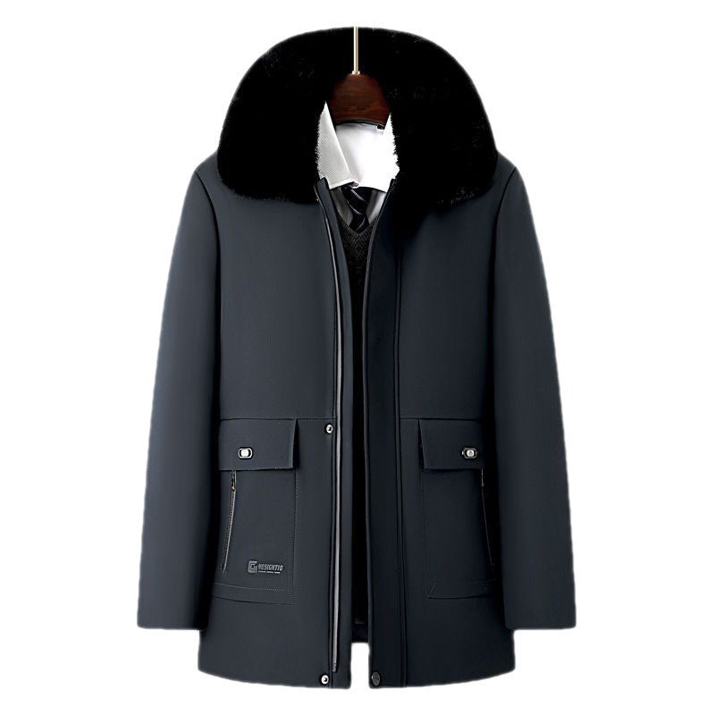 Men's Stylish Winter Jacket with Removable Synthetic Fur Collar Lisslune