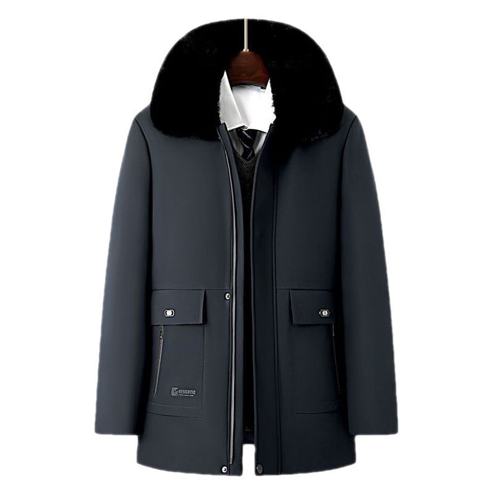 Men's Stylish Winter Jacket with Removable Synthetic Fur Collar Lisslune
