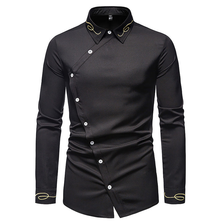 Men's Elegant Long Sleeve Shirt with Decorative Button Details Lisslune