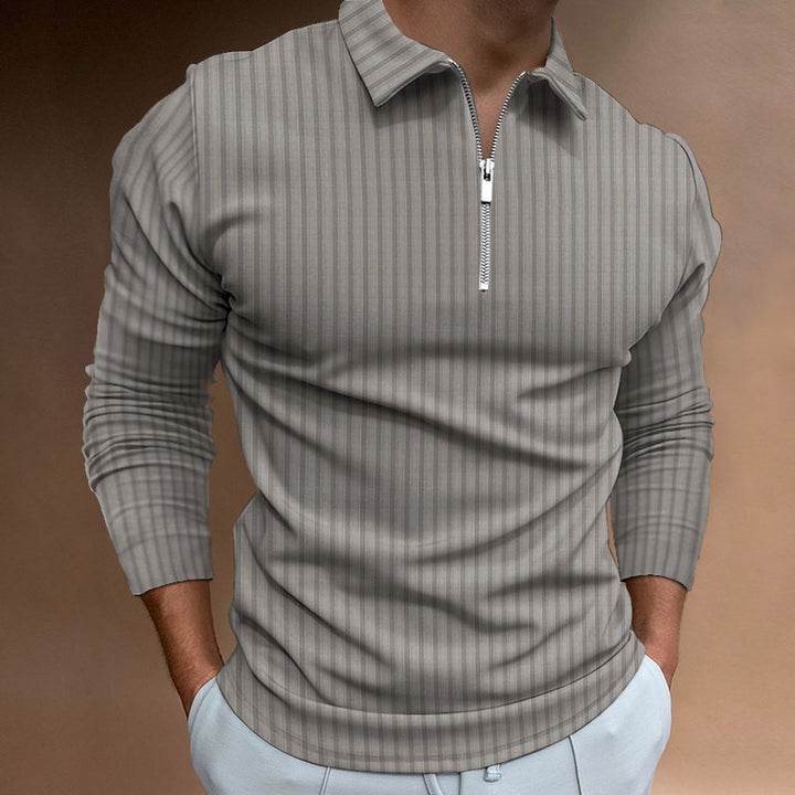 Men's Long Sleeve Polo Shirt with Zipper Lisslune