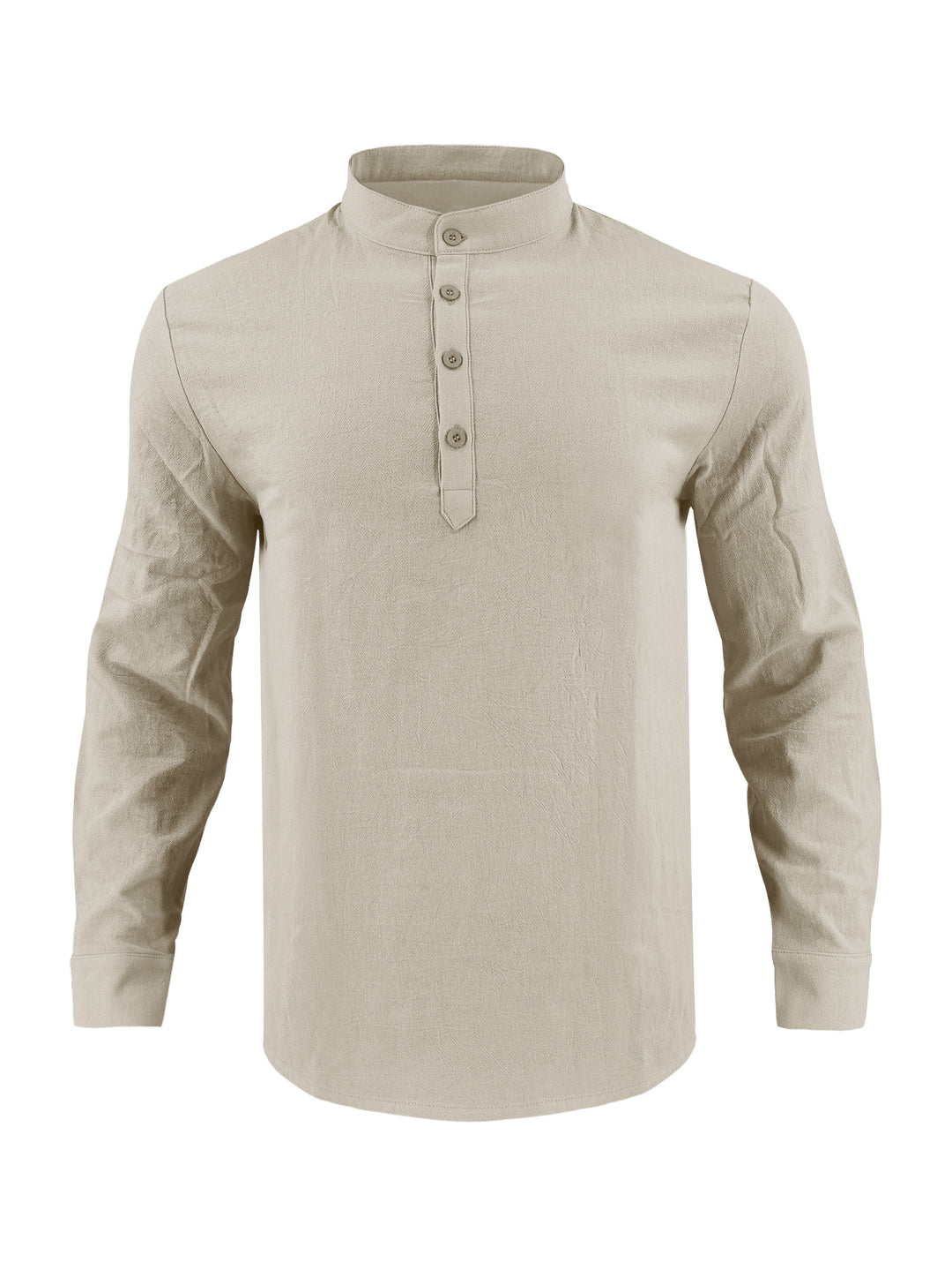Men's elegant long-sleeve shirt with fashionable standing collar and structured surface Lisslune