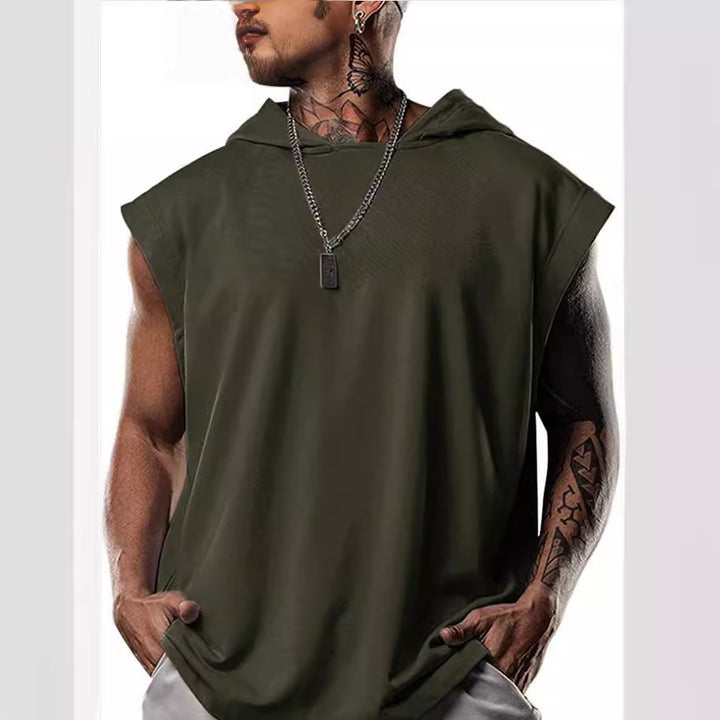 Men's sleeveless hoodie shirt made of high-quality cotton blend with fashionable cut Lisslune
