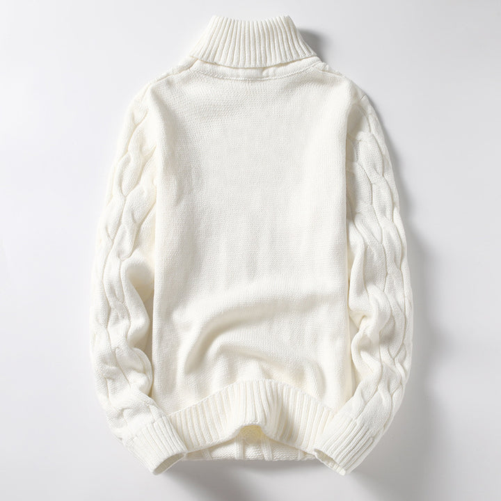 Men's Knit Sweater with Turtleneck and Cable Pattern Lisslune