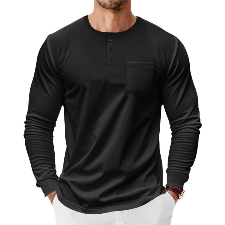Men's Long Sleeve Shirts with Button Placket and Chest Pocket Lisslune