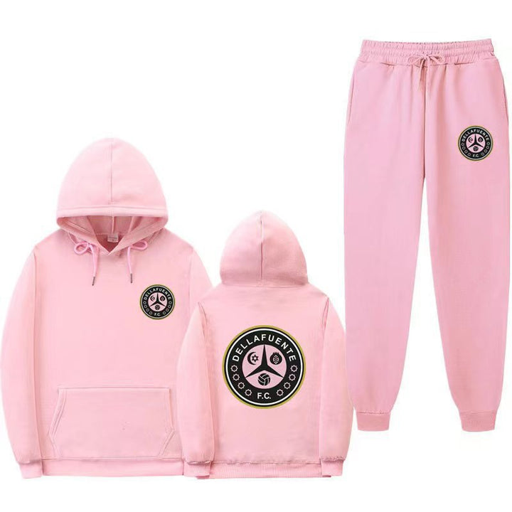 Women's comfortable leisure lounge suit with kangaroo pocket and modern logo Lisslune