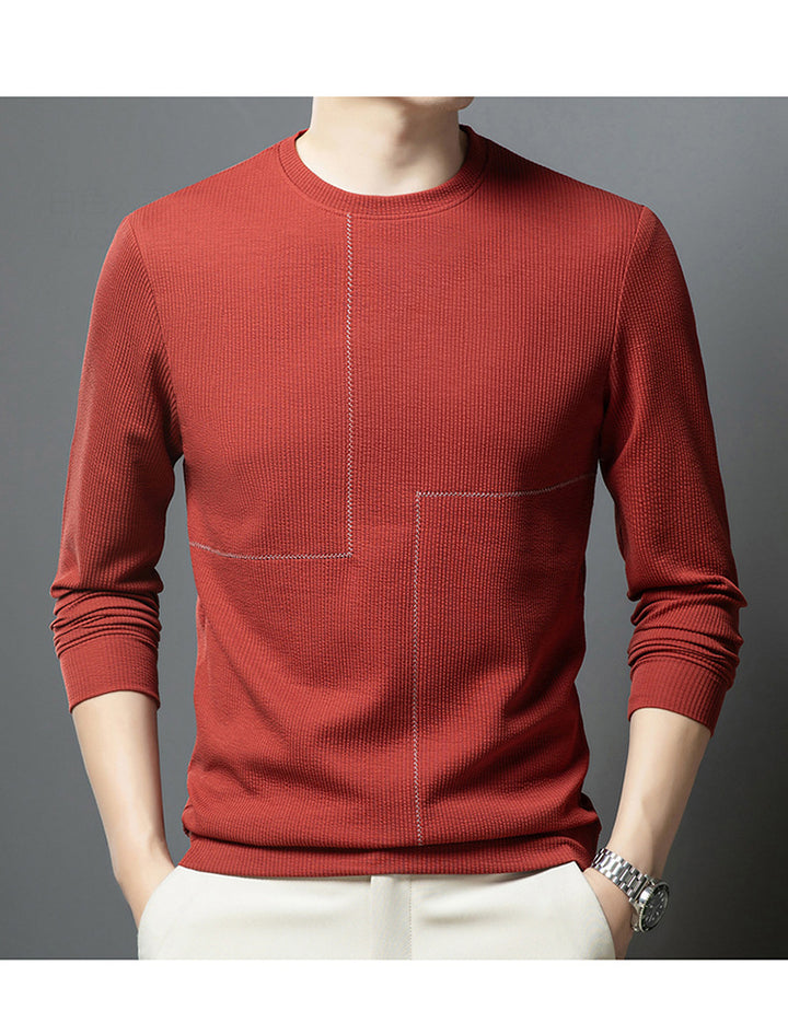 Men's stylish crew neck sweater with textured design Lisslune