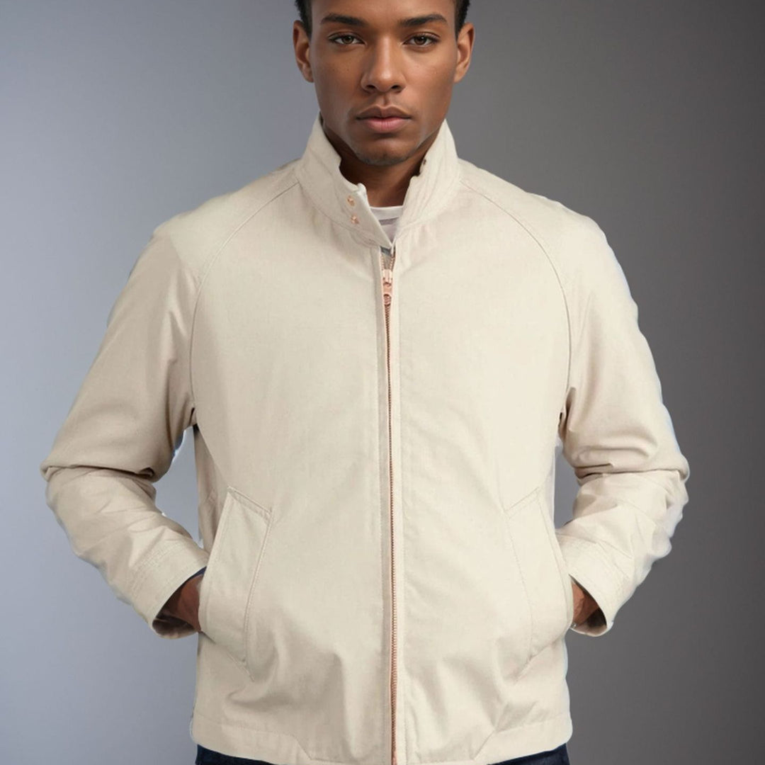 Men's casual transitional jacket with stand-up collar and practical pockets Lisslune