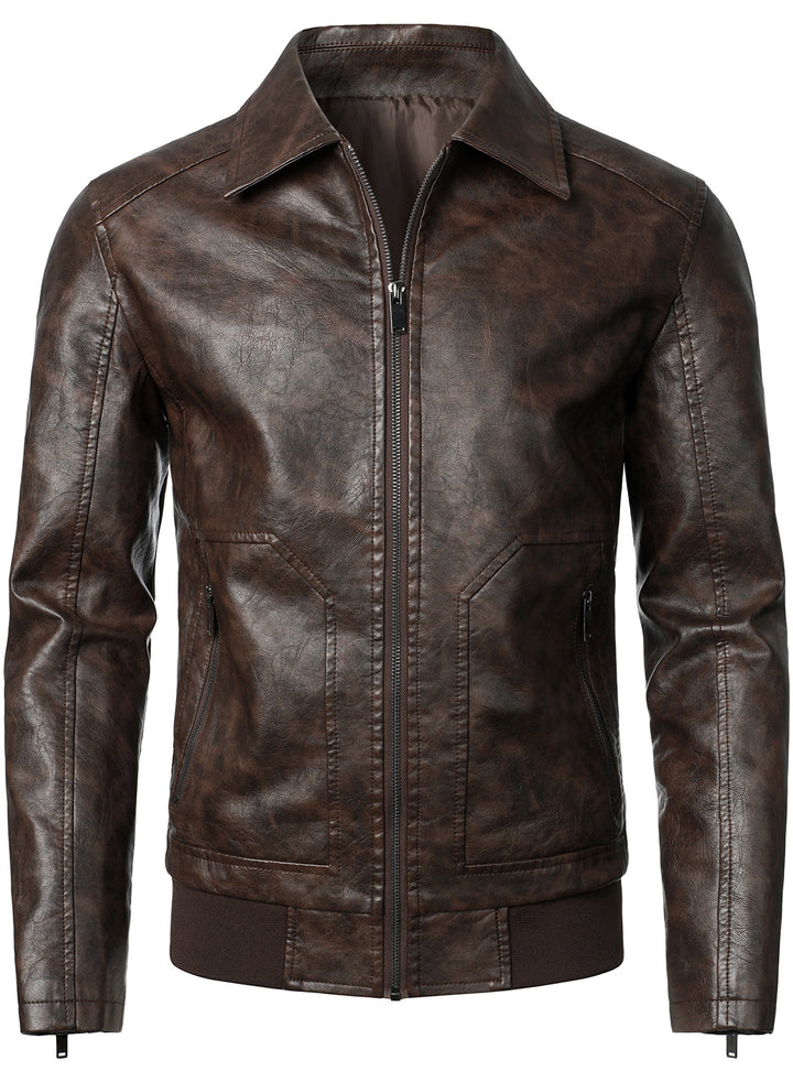Men's Fashionable Leather Jacket with Sporty Cut and Practical Pockets Lisslune