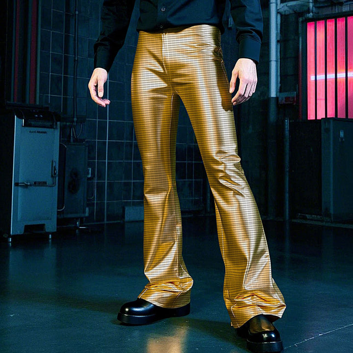 Men's shiny party pants with wide leg and mesh design Lisslune