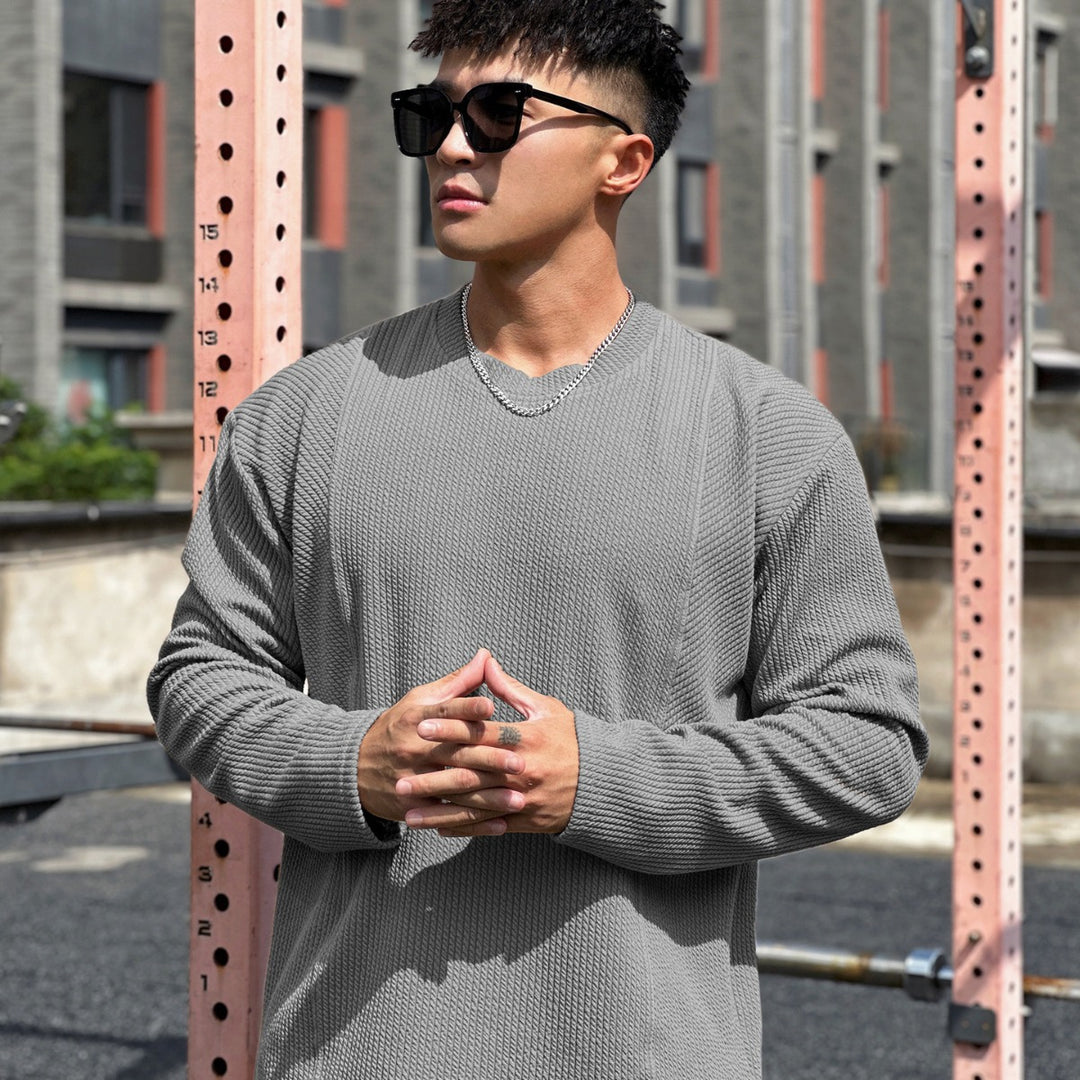 Men's casual sweatshirt made of textured fabric with practical pockets Lisslune