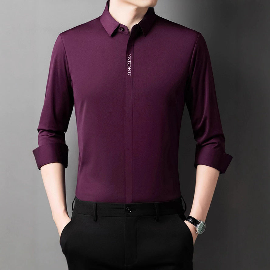 Men's Long Sleeve Shirt with Elegant Satin Finish Lisslune
