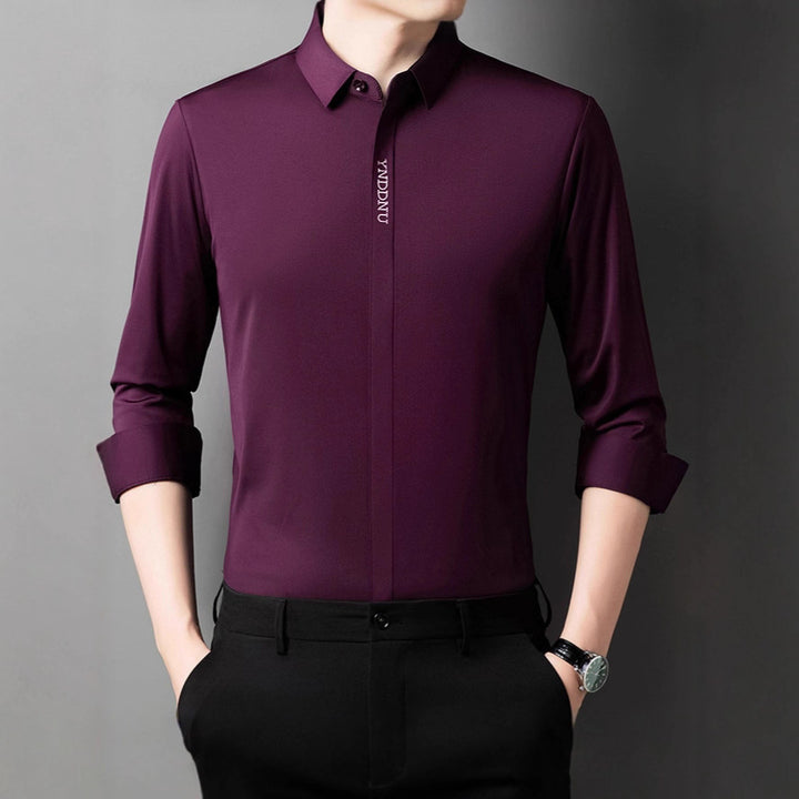 Men's Long Sleeve Shirt with Elegant Satin Finish Lisslune