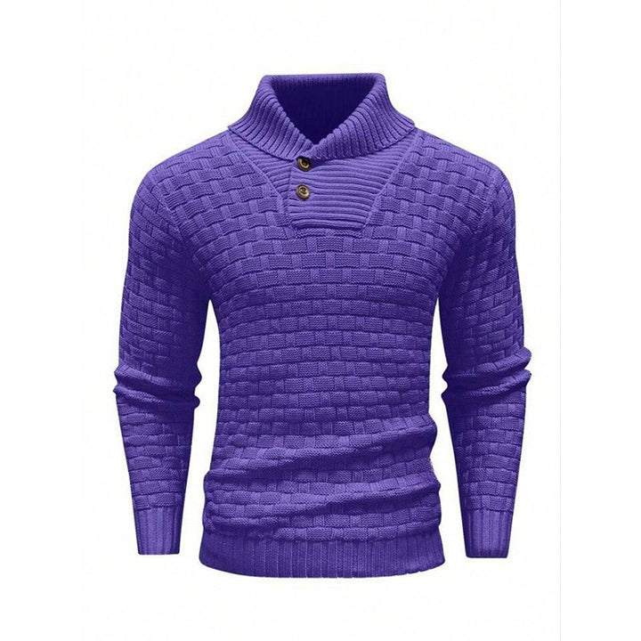 Men's knitted sweater with textured pattern and modern stand-up collar Lisslune
