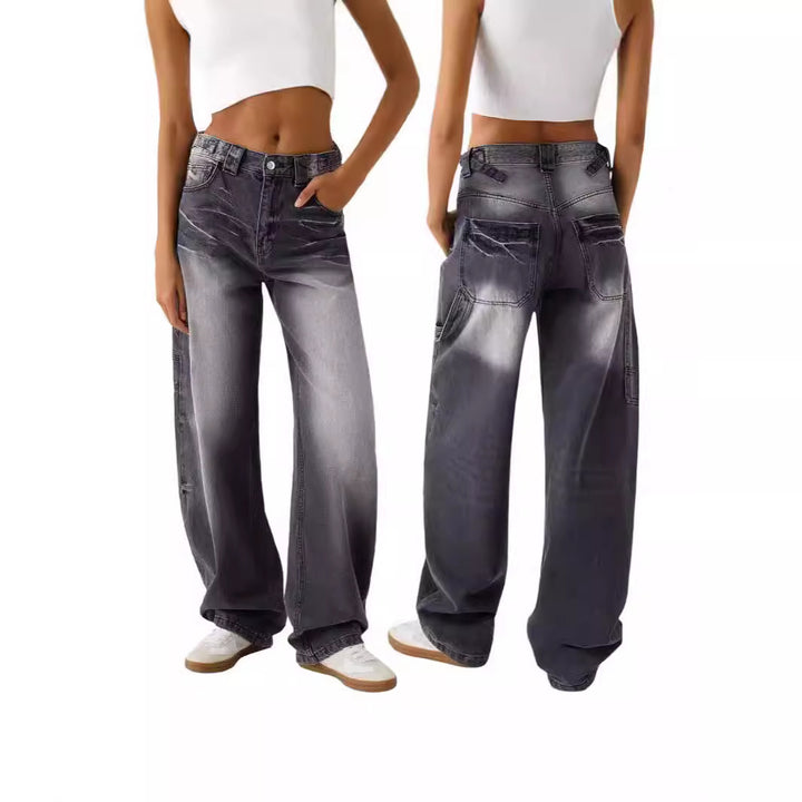 Damen weite High-Waist Jeans mit elegantem Schnitt und lässigem Design Lisslune