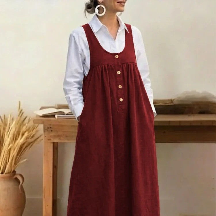 Women's maxi dress with button and pocket details Lisslune