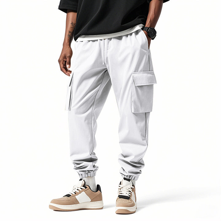 Men's cargo pants with elastic waistband and multifunctional pockets Lisslune