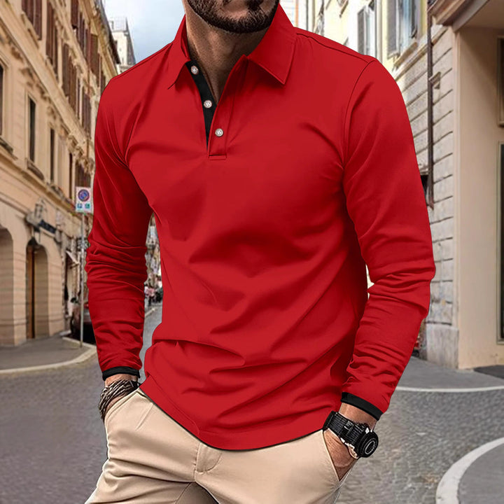 Men's Long Sleeve Polo Shirt with Stylish Collar and Elegant Button Details Lisslune