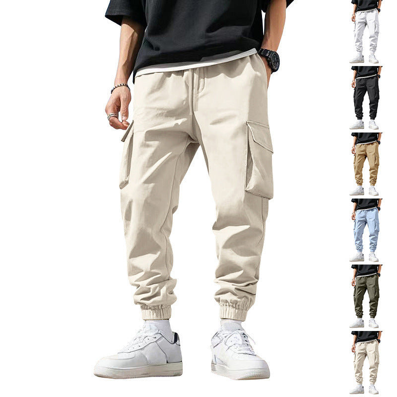 Men's cargo pants with elastic waistband and multifunctional pockets Lisslune