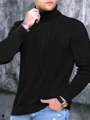 Men's turtleneck sweater with textured knit pattern Lisslune