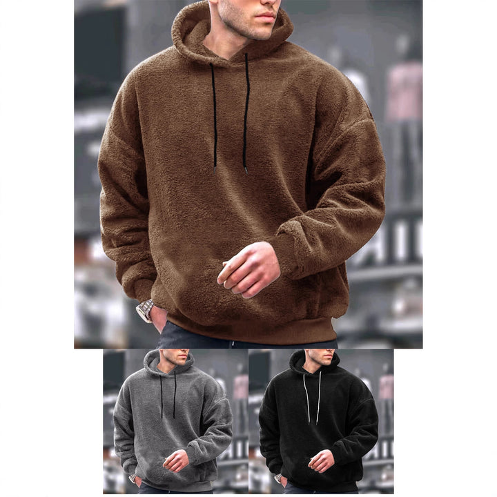 Men's Cozy Fleece Hoodie with Kangaroo Pocket and Adjustable Hood Lisslune