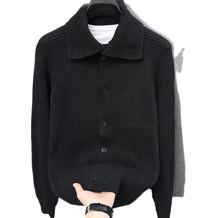 Men's cardigan with soft ribbed knit pattern and button-down collar Lisslune