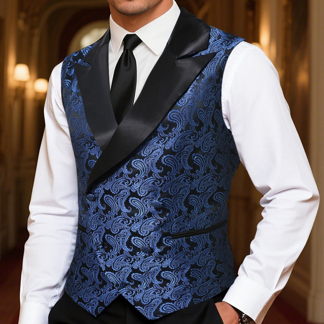 Men's elegant brocade waistcoat with shimmering satin lapels Lisslune