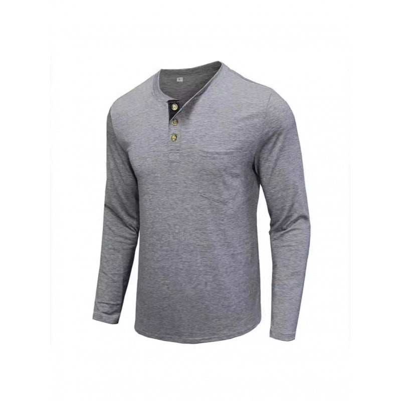Men's Long Sleeve Shirt with Fashionable Stand-Up Collar and Elegant Button Placket Lisslune