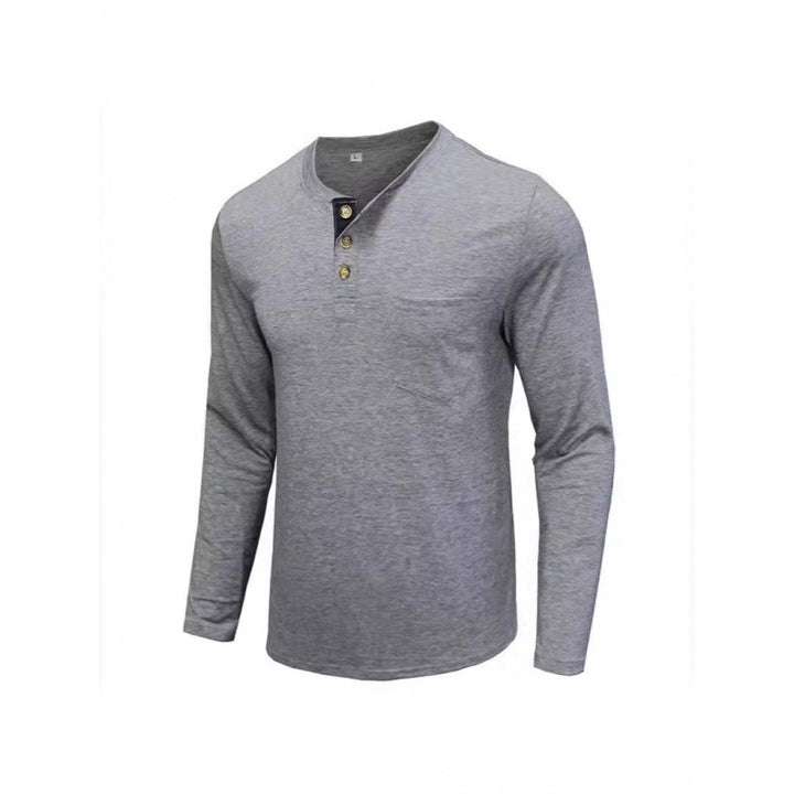 Men's Long Sleeve Shirt with Fashionable Stand-Up Collar and Elegant Button Placket Lisslune