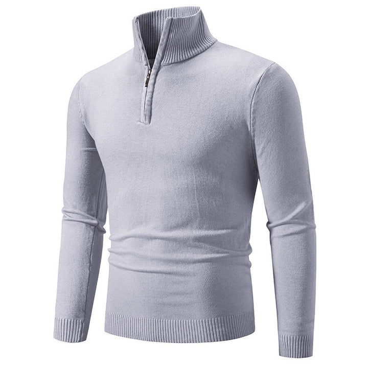 Men's stylish turtleneck sweater with zipper and fine knit texture Lisslune