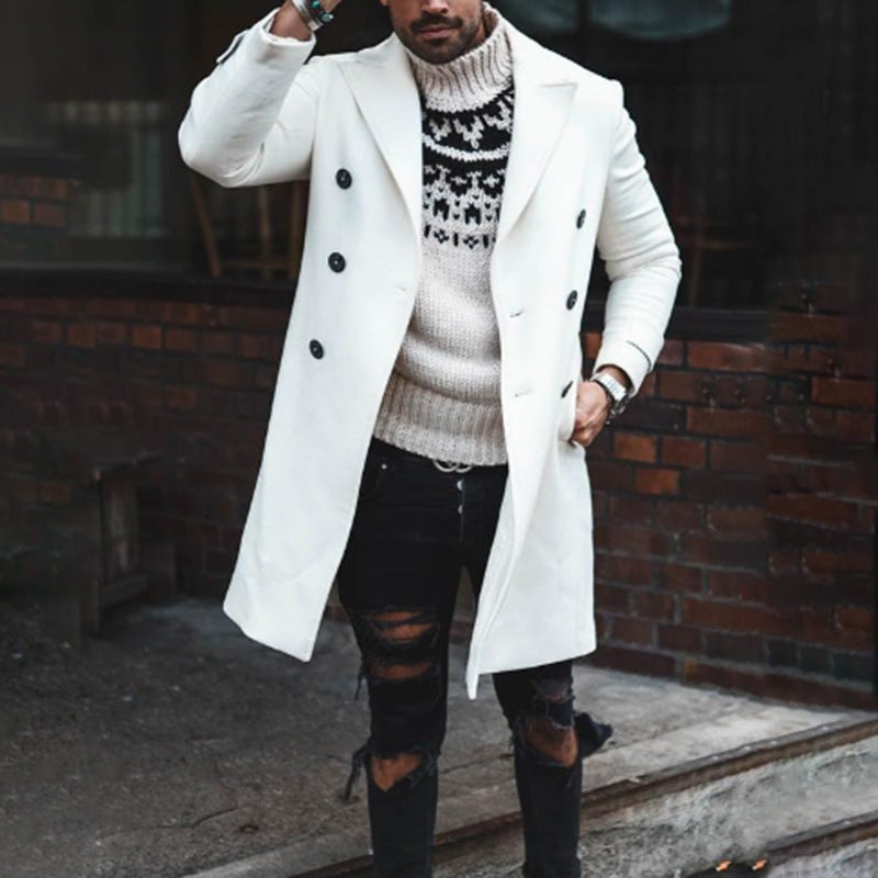 Men's elegant long-cut coat with double button row Lisslune