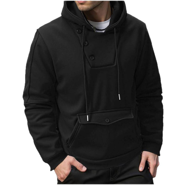 Men's hooded sweatshirt with button closure and practical pockets Lisslune
