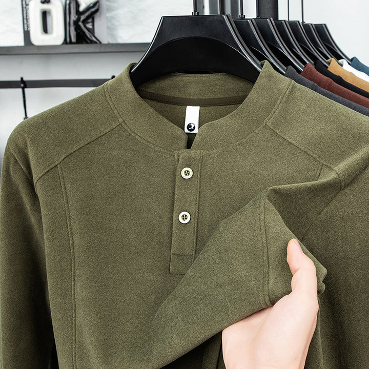 Men's long-sleeve shirt with button placket and comfortable fit Lisslune