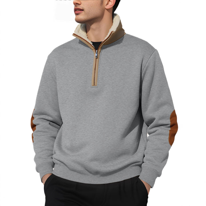 Men's fleece pullover with high collar and elegant contrast details Lisslune