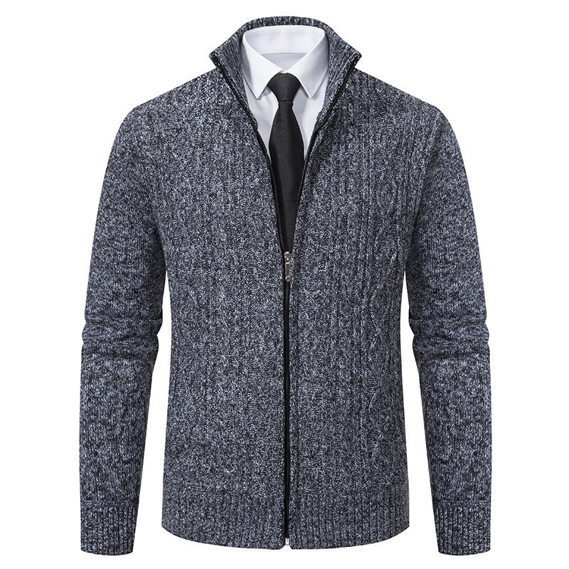 Men's cardigan with stand-up collar and textured pattern Lisslune