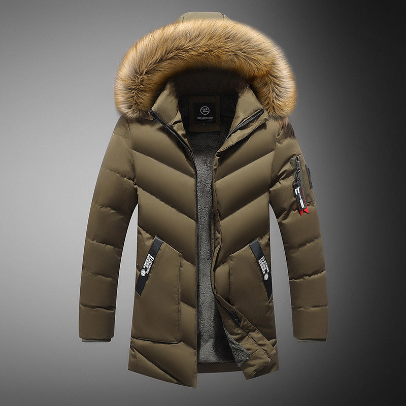 Men's padded winter jacket with removable synthetic fur collar and practical pockets Lisslune
