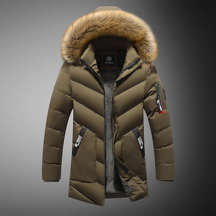 Men's padded winter jacket with removable synthetic fur collar and practical pockets Lisslune