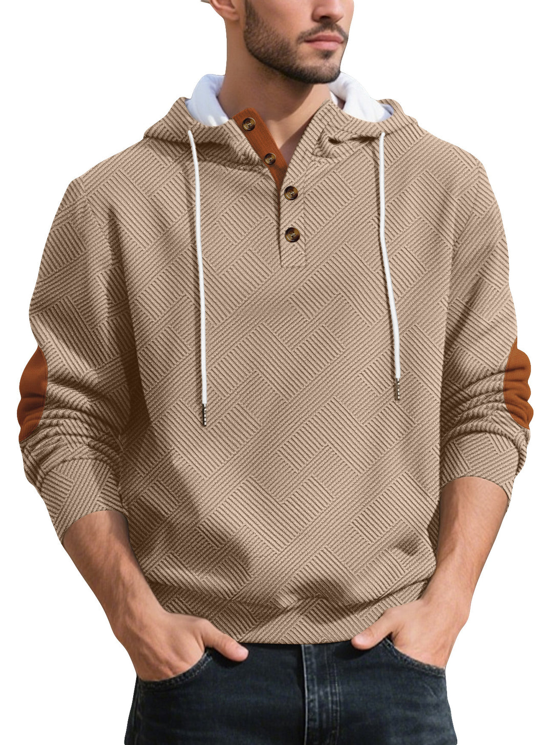 Men's stylish hoodie with textured material and fashionable accents Lisslune