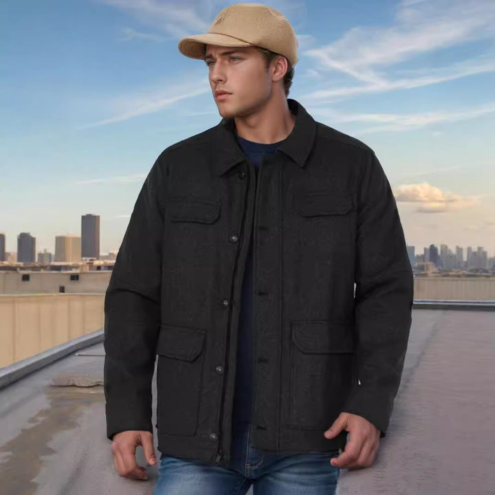 Men's multifunctional utility jacket with large pockets Lisslune