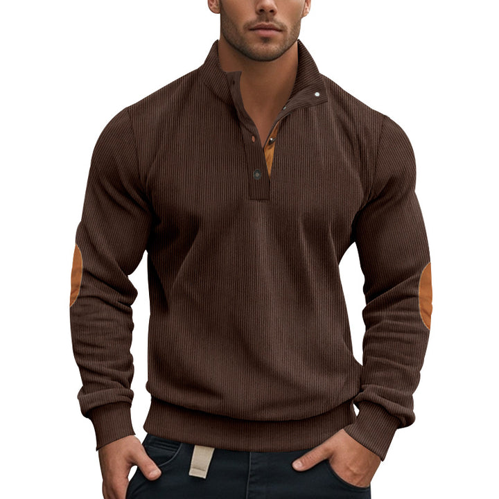 Men's Fashionable Sweater with Stand-Up Collar and Contrast Accents Lisslune