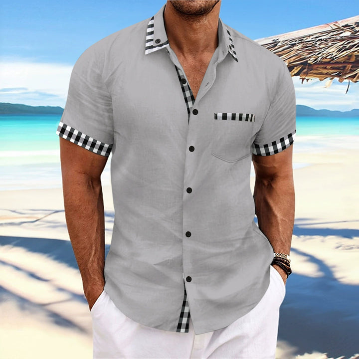 Men's short-sleeve shirt with checked accents and modern cut Lisslune