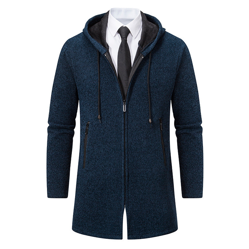 Men's Elegant Sweatshirt Jacket with Practical Zipper and Hood Lisslune