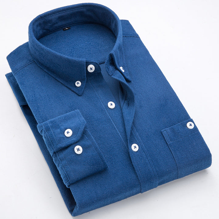 Men's cord shirts with button-down collar and patch chest pocket Lisslune