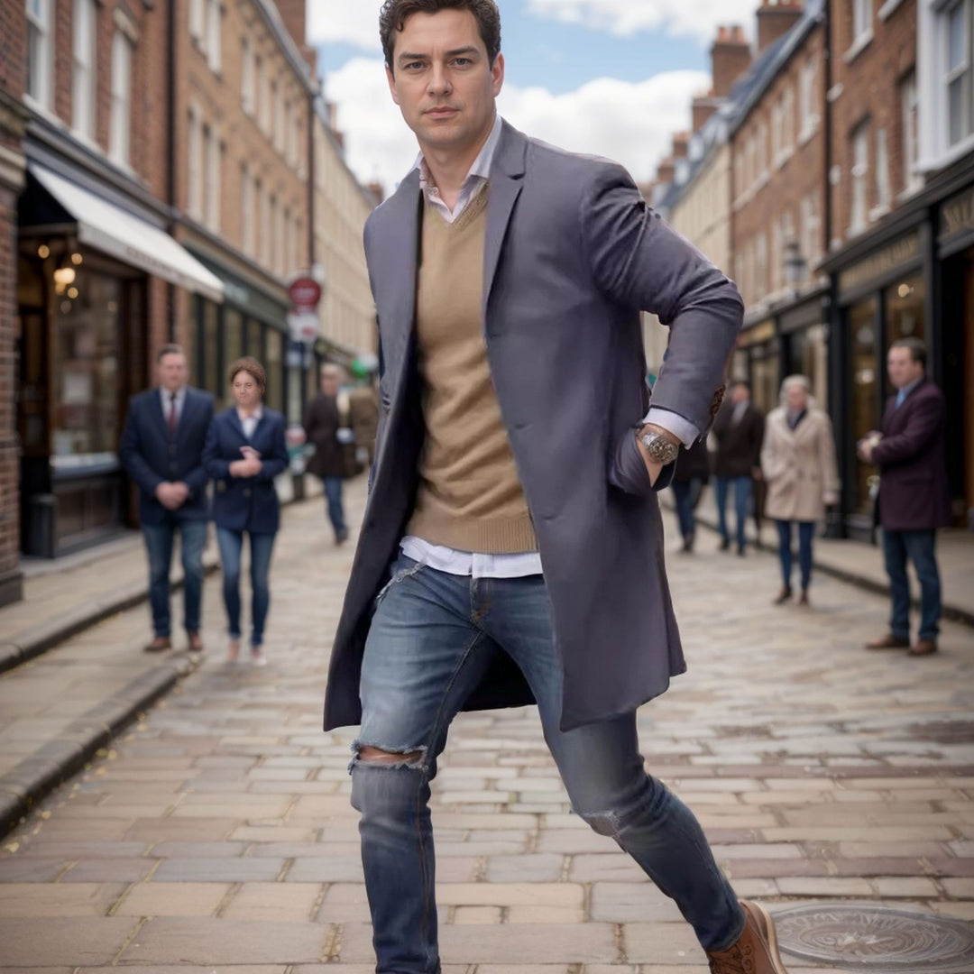 Men's elegant and casual long coat made of high-quality material Lisslune