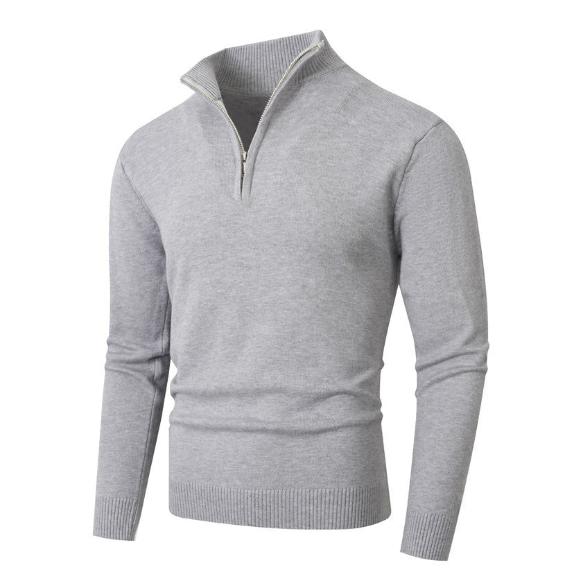 Men's knit sweater with modern standing collar and high-quality zipper Lisslune